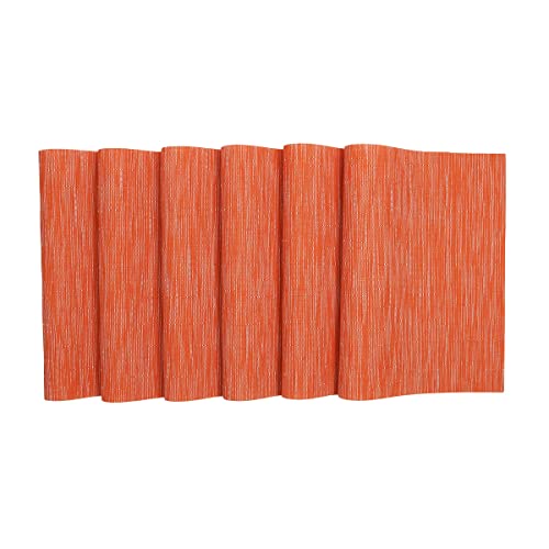SHACOS Placemats Set of 8 Woven Vinyl Place Mats for Dining Table Wipe Clean Heat Resistant Washable Kitchen Table Mats (8, Orange) - color: Orange, size: Set of 8