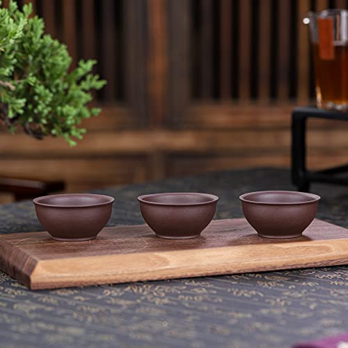 3 PCS Yixing Clay Kung Fu Teacup 2.2 Oz, Zisha Small Gongfu Tea Cups - color: Purple