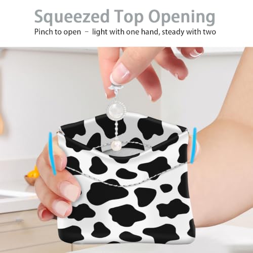 Cow Squeeze Coin Purse Pouch Mini Coin Pocket Change Wallet - color: Cow, size: Mini (3.54"x3.2")
