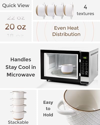 GBhome 22 Ounces Soup Bowls with Large Handles and Lids, Stoneware Bowls Set of 4 with Spoon for Soup, Cereal, Stew, Colourful Ceramic Kitchen Bowls, Microwave&Dishwasher Safe, Off White - color: Off-White
