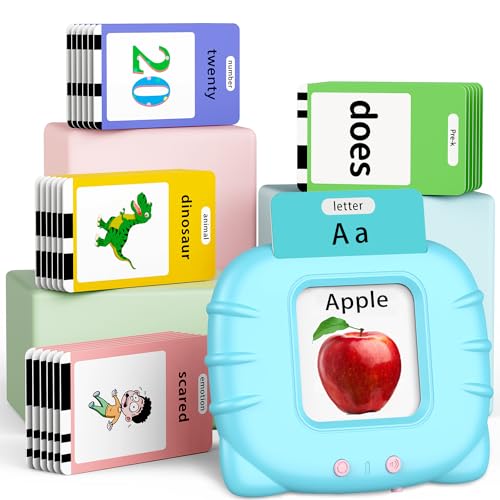Eaever 580 Pre-K Sight Words Talking Flash Cards with Dolch Words,Letters/Number(0-100), Etc, Speech Therapy, Autism Sensory Toys, Easter Basket Stuffer Gifts for 3-6 Year Old Boys and Girls, Blue - color: Blue, size: Pre K Version(dolch words+abc+123)