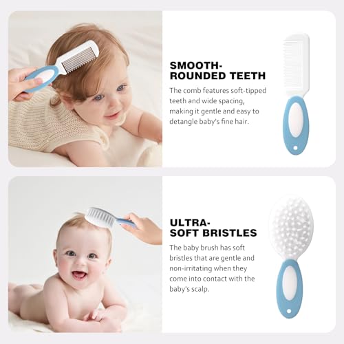 Baby Grooming Kit,Baby Health Care Kit,Baby Brush Soft Bristles 5 pcs Baby Nail Kit Nursery Care Kit Baby Hair Brush Hair Comb Nail Kit Safety Cutter Nail Clipper Set Blue - color: 5pcs Blue