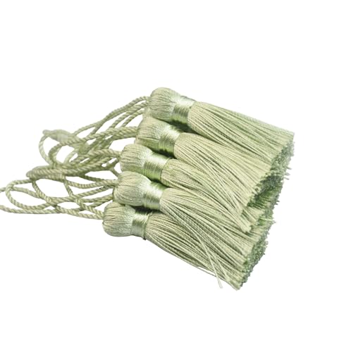 20Pcs 4.3 Inch Silky Mini Craft Tassels for Earrings, Souvenir(Grass Green) - color: Grass Green