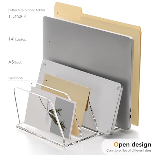 SANRUI Acrylic Bill Mail Sorter Desk Organizer Holder,4 Compartments Clear - size: 4 Compartments Tilted Enlarge