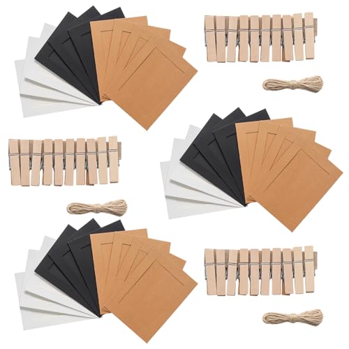 30Pcs 5x7Inch 3colors Paper Photo Frames with String & Clips - color: 3 colors, size: 5x7inch