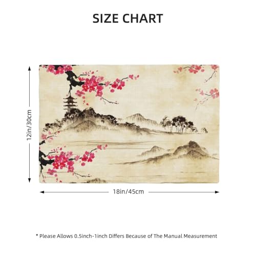Japanese Cherry Blossom Placemats Washable Table Placemat Set of 4 - color: Pink Beige, size: Set of 4