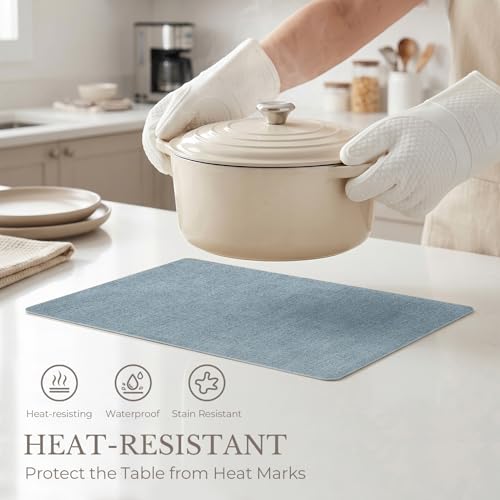 Romanstile Faux Leather Vinyl Placemats Set of 6, Sky Blue - color: Sky Blue