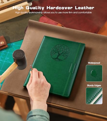 Biuwory A5 Leather Journal Notebook, 140 Lined Pages, Hardcover 5.7"×8.3" - color: Green, size: Lined-140 Pages (5.7"×8.3")