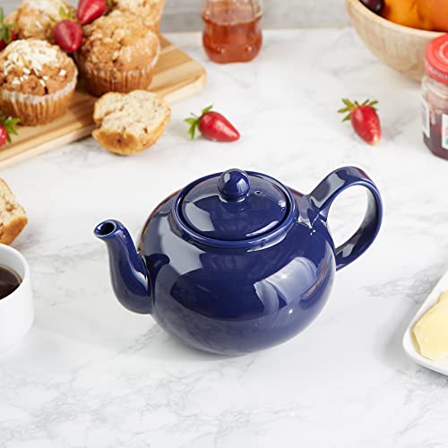 RSVP Large Stoneware 6-Cup Teapot, Blue - color: Blue, size: 42 oz