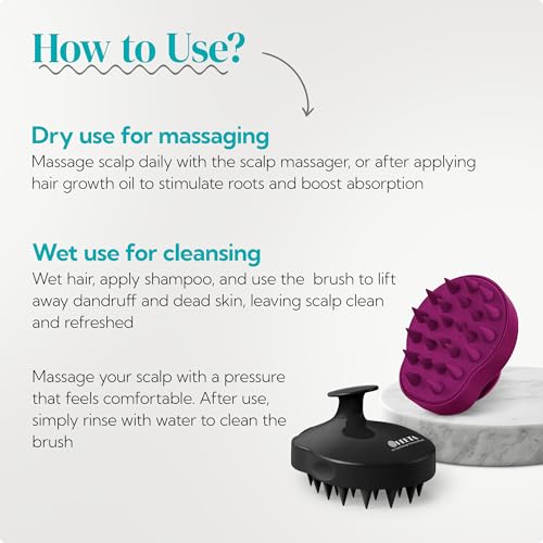 HEETA 2-Pack Large Scalp Massager Scrubber Shampoo Brush for Hair Growth - color: Purple & Black