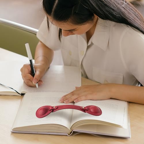 Leather Weighted Bookmarks Page Holder for Women Men, Thumb Book Page Holder for Reading, Book Accessories Gift for Book Lovers (Red) - color: Bph03+bph07-red