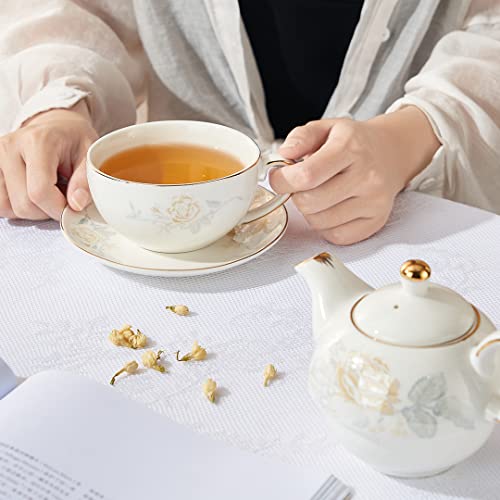 Tea for One Set, Teapot and Cup Set, Gold Rose - color: Gold Rose