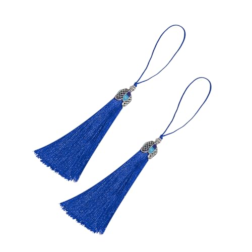 20pcs 16cm/6.3inches Vintage Silver Color Bookmark Tassels Silky Handmade Soft Craft Tassels with Loops for Bookmarks, Crafts and Jewelry Making (Blue) - color: Blue
