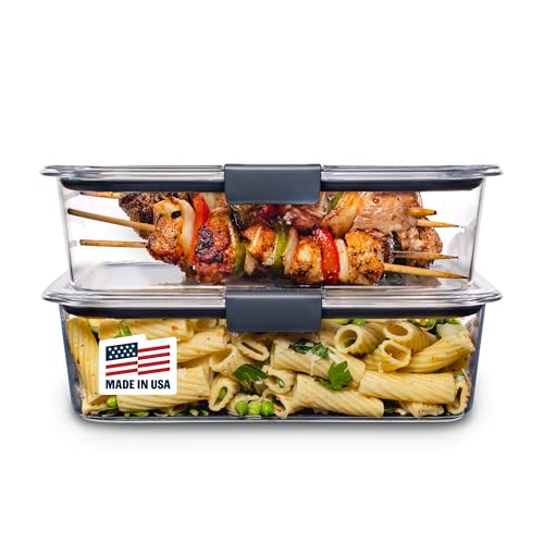 Rubbermaid Brilliance BPA-Free Food Storage Containers with Lids, Airtight Clear Set of 2 (9.6 Cup), Ideal for Lunch, Meal Prep, and Leftovers - size: 9.6 cup (4-Piece)