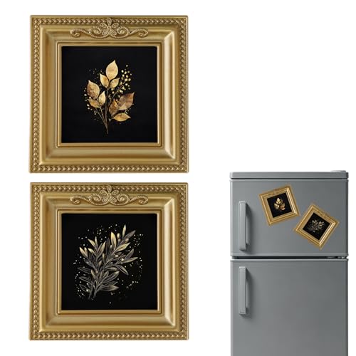 Vintage Gold Mini Picture Frames, 2 Pack Fridge Photo Holder Magnets - color: Golden D