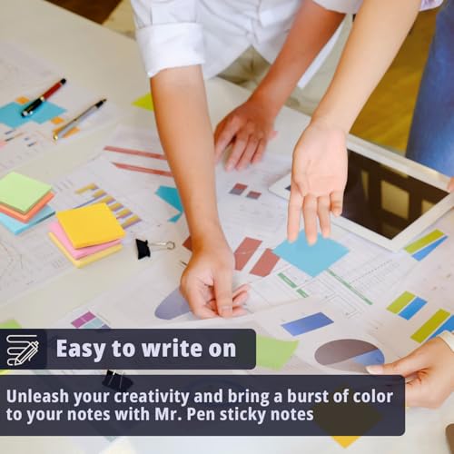 Mr. Pen- Sticky Notes, 3"x3", 12 Pads, 720 Sheets, Pastel Colors - color: Pastel