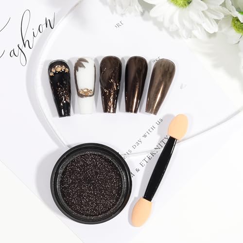 Artdone Chrome Nail Powder, Coffee Color Iridescent Aurora Powder Metallic Mirror Effect Pigment Pearlescent Mermaid Pigment Pearl Glitter Dust Kit, Nail Art Decoration, Resin Craft - color: 1 Jar - Coffee