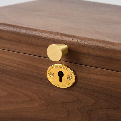 Black Walnut Lockable Jewelry Box with Feet, 3 Layer Wooden Case for Women - color: 3 Layer Full Lock with Feet