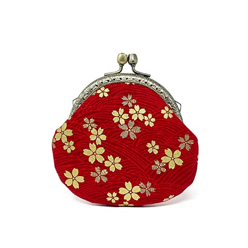 Wrapables Stylish Decorative Coin Purse, Clasp Wallet, Red Blossoms - color: Red Blossoms