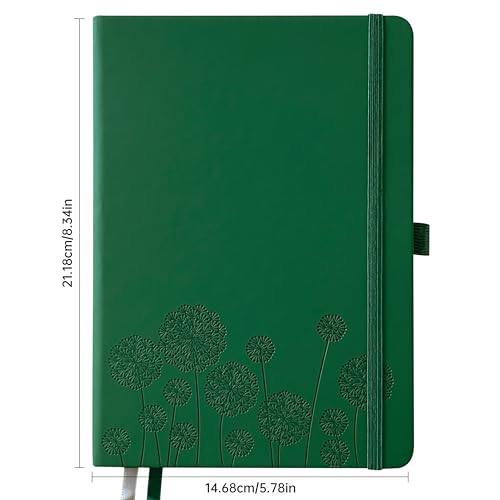 Notebook Journal for Women,A5 Hardcover Leather Journaling Notebooks for Work,200 Pages Travel Journal for Women Men with Pen Holder and Ribbon,5.78"×8.34"(Green) - color: Green