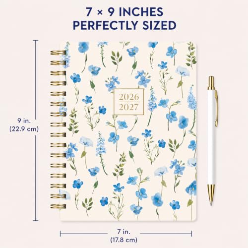 WORLD TRAVELER Academic Planner School Organizer Jul 2026-Dec 2027, 7"x9" - color: Blue Floral