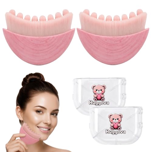 Lymphatic Contour Face Brush (2 Pack), Facial Cleansing Brush and Lymphatic Drainage Massager, Soft Nylon Bristle Contour Glow Brush for Face Sculpting, Daily Skincare Massage Tool, Pink - color: Pink
