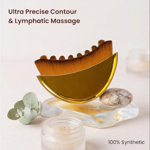 2pcs Lymphatic Contour Face Brush, Facial Massage Brush for Skin Care & Self-Care Routine, Dry Brushing Tool with Comfortable Grip for Face, Neck & Shoulder Care (Golden) - color: Gold