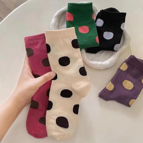 OTAODKA Cute Cotton Socks for Women Novelty Ankle Athletics Sock - color: 5 Pack Dots