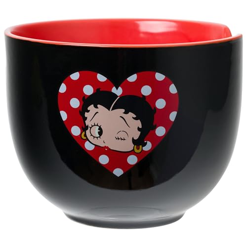 Silver Buffalo Betty Boop Heart Wink, Ramen Bowl with Chopsticks, 20oz - color: Betty Boop Wink Spoon, size: 20 Ounces (With Spoon)