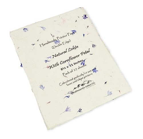 Handmade Lokta Deckle-Edge Printer Paper 8.5x11 (25 Sheets, Cornflower) - color: Cornflower