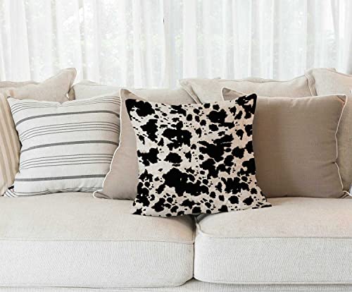 Solekla Cow Skin Pattern Texture Black and White Throw Pillow Case 18 x 18 Inch Decorative Cotton Linen Cushion Cover for Sofa Couch Bed - color: Sl195