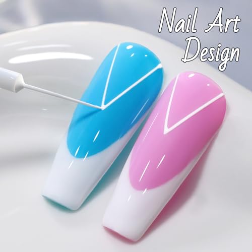 Double Rhythm 15 Ml Metallic Gel Liner Nail Art Bronze Mirror Chrome Painted Drawing Stripper 3D Effect Polish (White Liner Art -L1006) - color: White