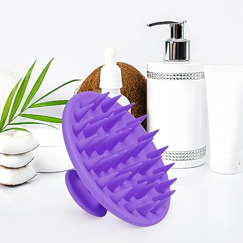 Meartchy Silicone Scalp Massager Shampoo Brush, Scalp Scrubber for Hair Growth (Purple) - color: Purple