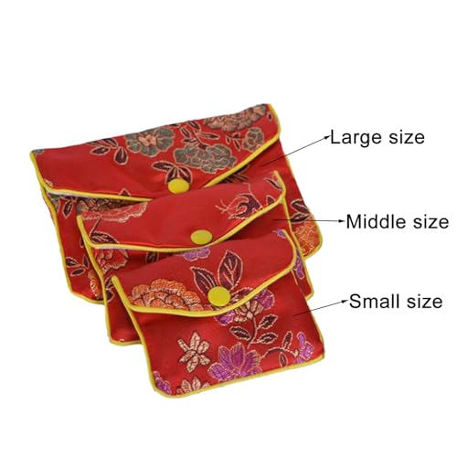 15 Pcs Jewelry Purse Pouch Brocade Gift Bags Chinese Style Pouches Mix Colors - size: Small