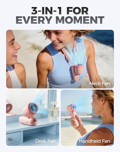 Diveblues Mini Portable Handheld Turbo Fan 27ft/s, 4000mAh Battery - color: Sakura Pink