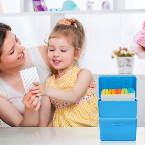 H4D 3x5 Index Card Holder with 100 Index Cards and 25 Dividers, Blue - color: Blue, size: 3"x5"