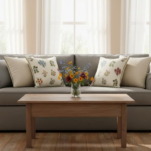 Embroidered Throw Pillow Covers 18x18 inch Pack of 2 Multiflower - color: Multiflower