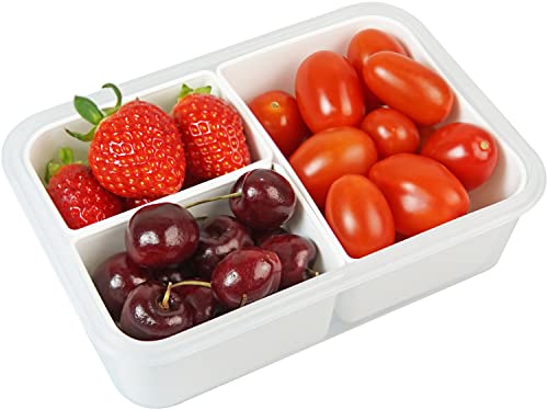 carrotez 3 Compartment (Asymmetrical) Food Container - 4.64 Cup (1100ml) - color: White, size: 3 Compartment (4.64 Cup)