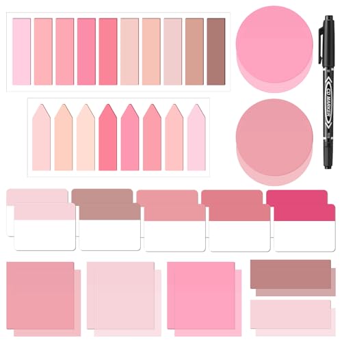 Glenmal Transparent Sticky Note Set, 910 Sheets,Pink - color: Pink