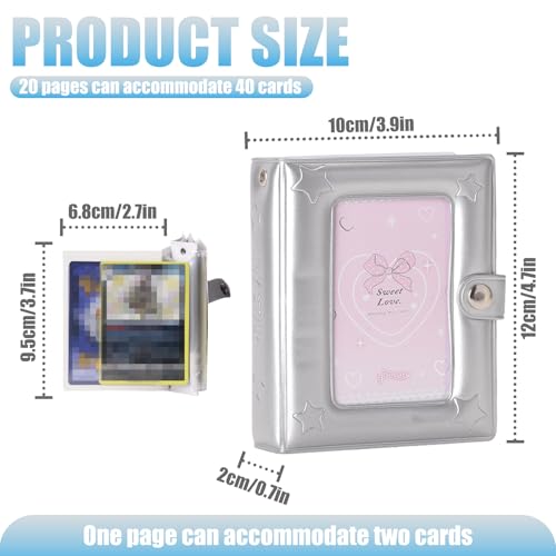 Small 1 Pocket Trading Mini Card Binder Collection with 40 Count for MTG, Sports,TCG Cards (Silver) - color: Silver