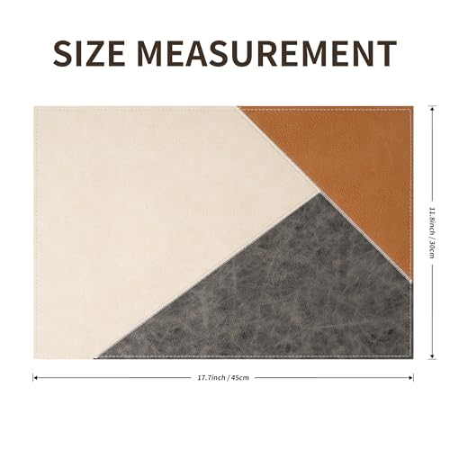 New Microfi Indoor/Outdoor Washable Faux Leather Vinyl Patchwork Placemats, Set of 4 (Brown) - color: Brown