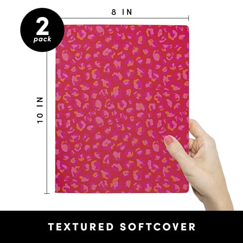 PAPERAGE Soft Cover Lined Journal Notebook, 2 Pack, (Bright Cheetah), 100 Pages, Large 7.5 inches x 9.5 inches, College Ruled, Ideal for Note Taking & Travel Journal - color: Bright Cheetah, style: Lined 100pgs (2 Pack)