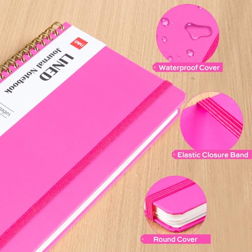 deli Rose Red Lined Spiral Journal Notebook, 160 Pages, A5 (5.5"x8") Hardcover Writing Notebook, College Ruled Spiral Bound Journal for Women & Men - Perfect for Work, School, Office & Note Taking - color: Rose Red