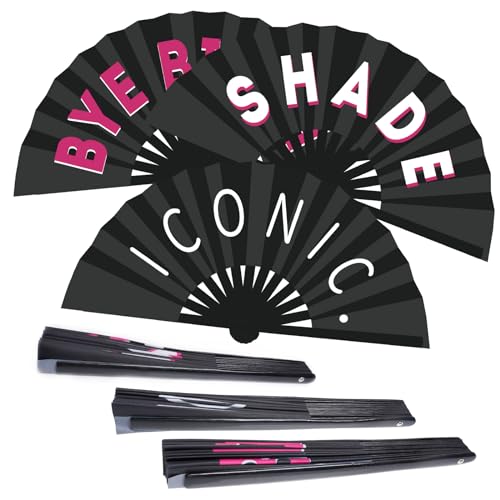 3 Pack Large Hand Fan Bamboo Folding Rave Fan Handheld Chinese Shade Iconic Fan for Festival Parade Halloween Christmas Party Performance Decoration 13 inch