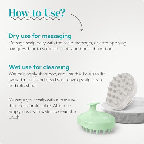 HEETA 2-Pack Large Scalp Massager Scrubber Shampoo Brush for Hair Growth - color: Light Beige & Green