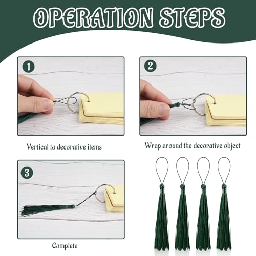 100 Pcs Bookmark Tassels Bulk Dark Green Soft Craft Silky Handmade Mini Tassels for Jewelry Making with Loops for DIY Craft Accessory Dress Decoration - color: Dark Green