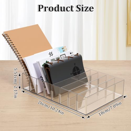 2 Packs Mail Organizer Plastic Cash Tray for Desk - 8 Slots File Organizer Clear Desktop Bill Divider Holder for Paper Envelope Document Book Money Eyeshadow Makeup Palette