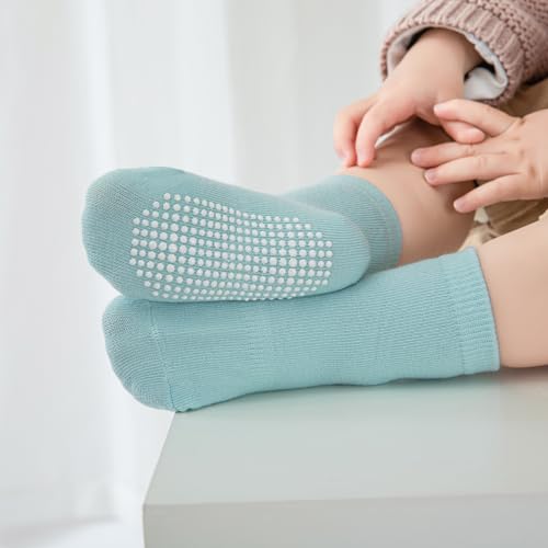 Aroveea Toddler Socks Non Slip Grip Baby Girls Kids Ankle Cute 12 Pack - color: Bright Rainbow-l, size: 6-12 Months