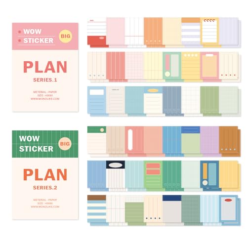 Monolike Big Wow Sticker Plan Series.1 + Series.2 Set - Big Size Cute Stickers, Square Stickers - color: Big Plan Series.1 + Series.2