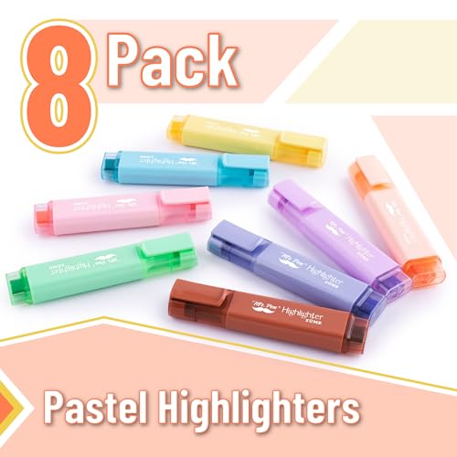Mr. Pen- Pastel Highlighters, 8 Pack, Highlighters with Firm Chisel Tip - color: Pastel